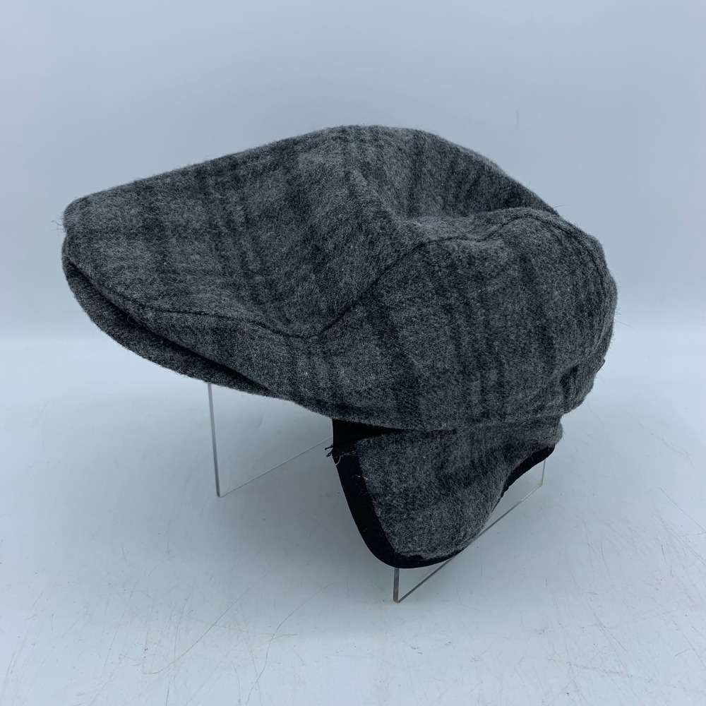 Stetson Cabby Grandpa Gray Plaid Wool Blend Flat Cap Ear Flap Large XL Old Money